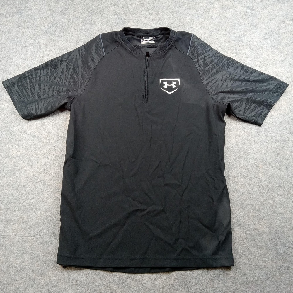 Under Armour Shirt Mens Small Black All Season Gear 1/4 Zip Baseball Training